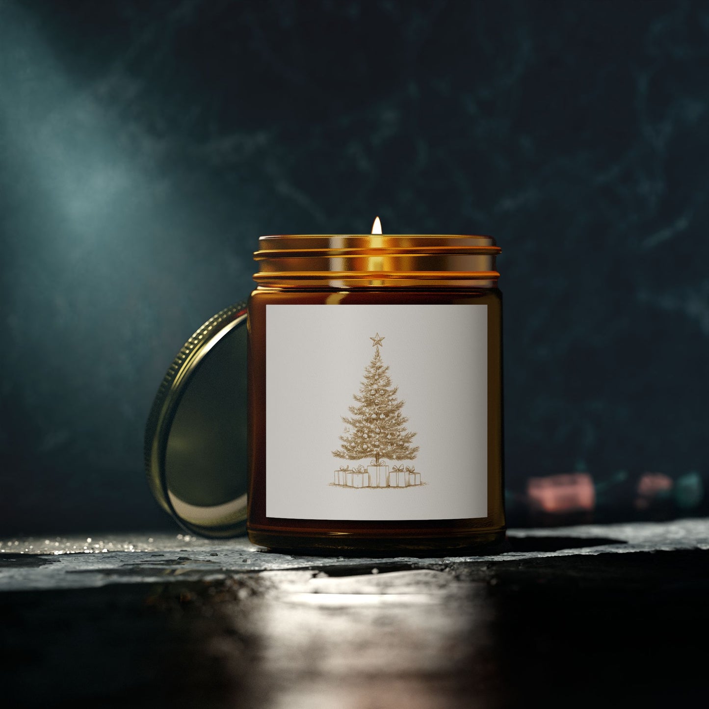 Christmas Tree Scented Candle, Coconut Apricot Wax (4oz, 9oz)