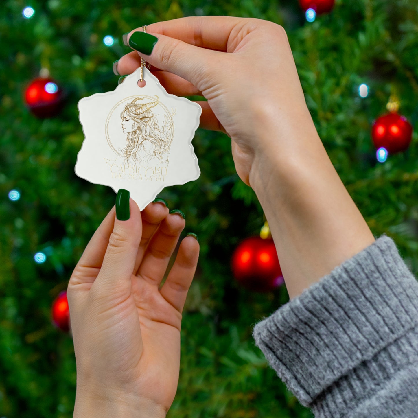 Capricorn the sea goat - Ceramic Ornament, circle or snowflake