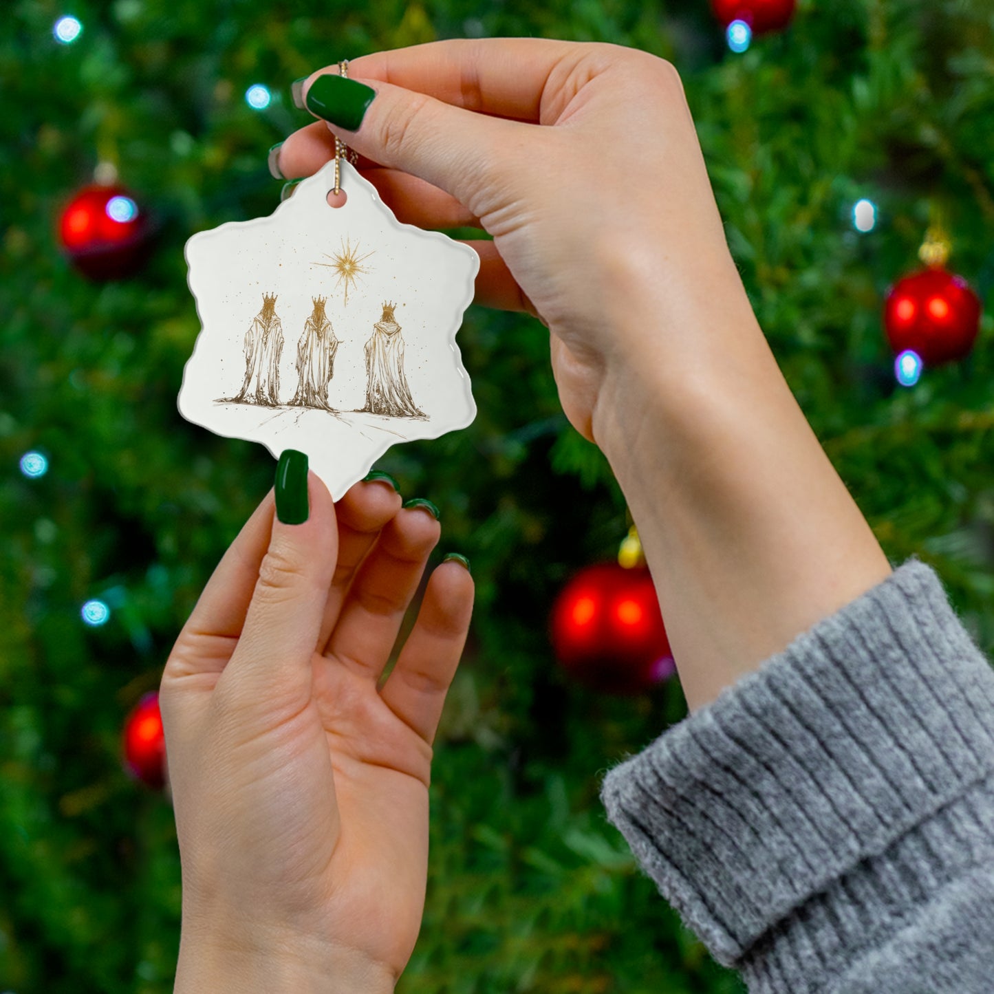 3 Kings - Ceramic Ornament, circle or snowflake