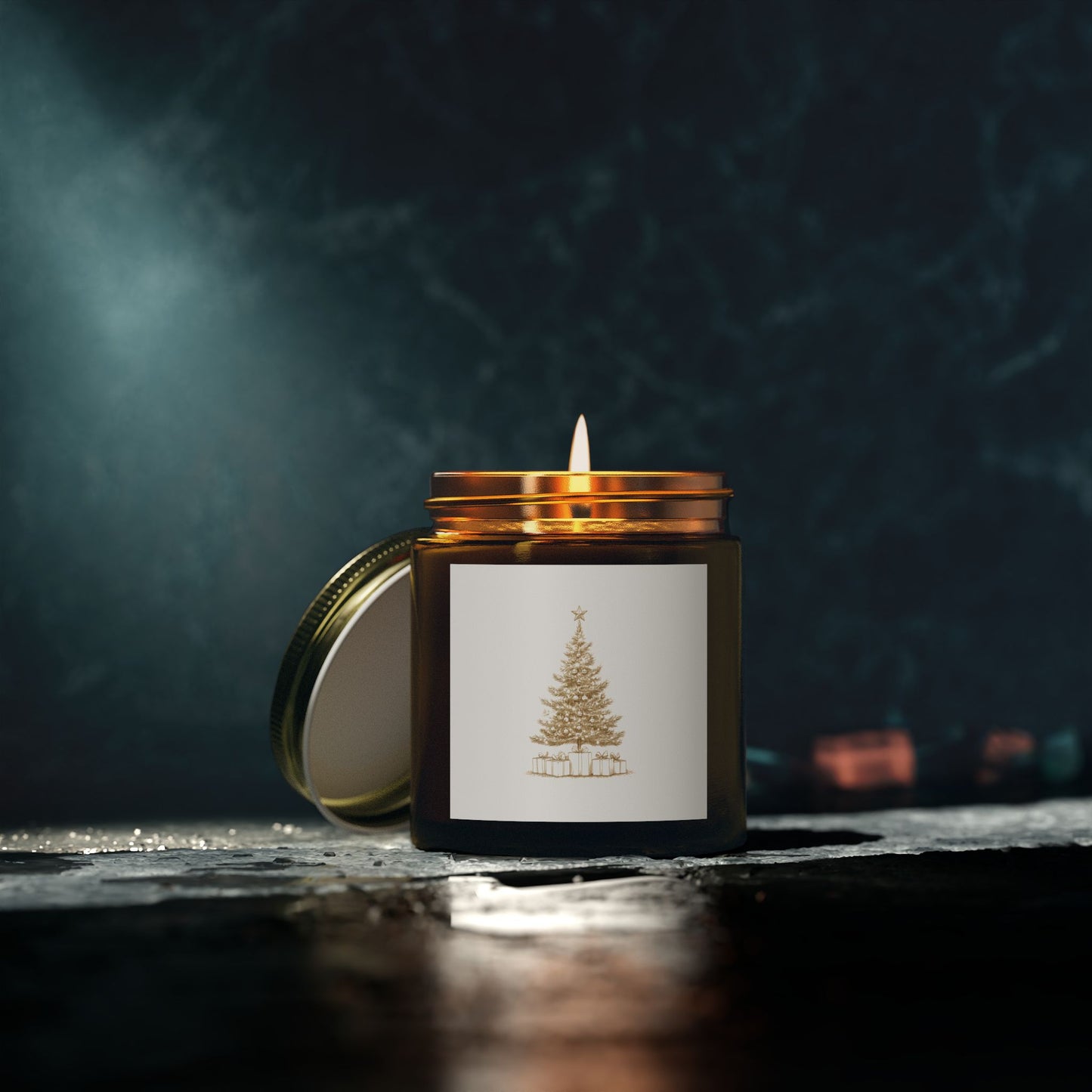 Christmas Tree Scented Candle, Coconut Apricot Wax (4oz, 9oz)