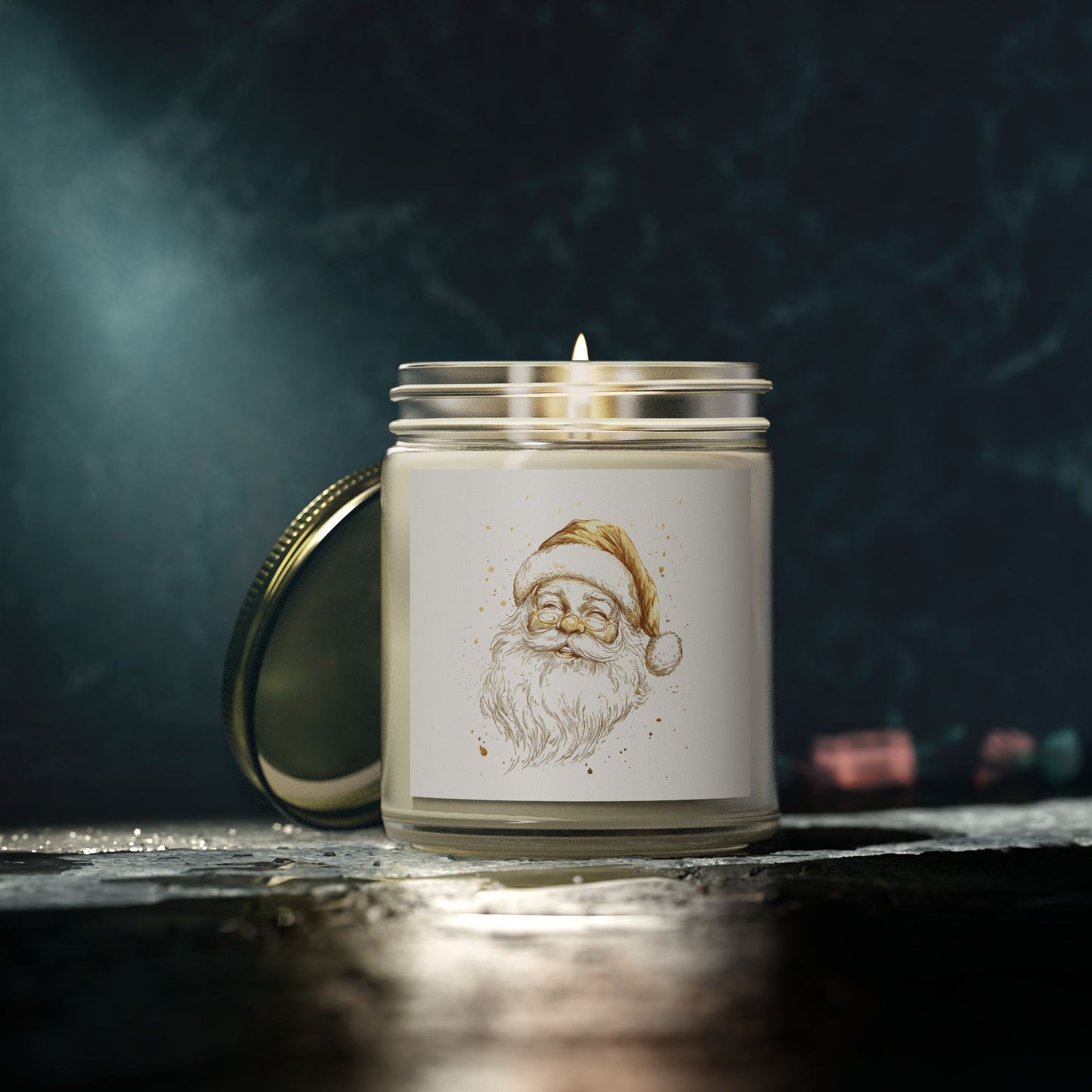 Santa Scented Candle, Coconut Apricot Wax (4oz, 9oz)