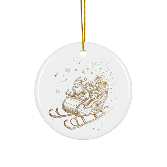 Santa's Sleigh - Ceramic Ornament, circle or snowflake