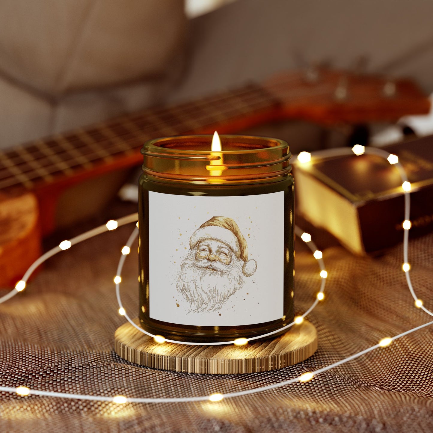 Santa Scented Candle, Coconut Apricot Wax (4oz, 9oz)