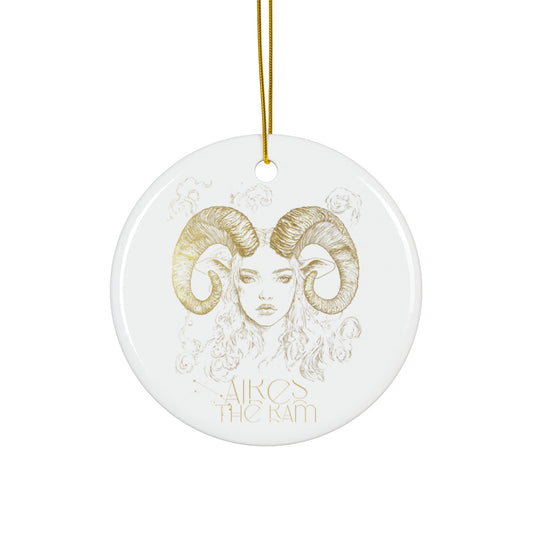 Aires the ram - Ceramic Ornament, circle or snowflake