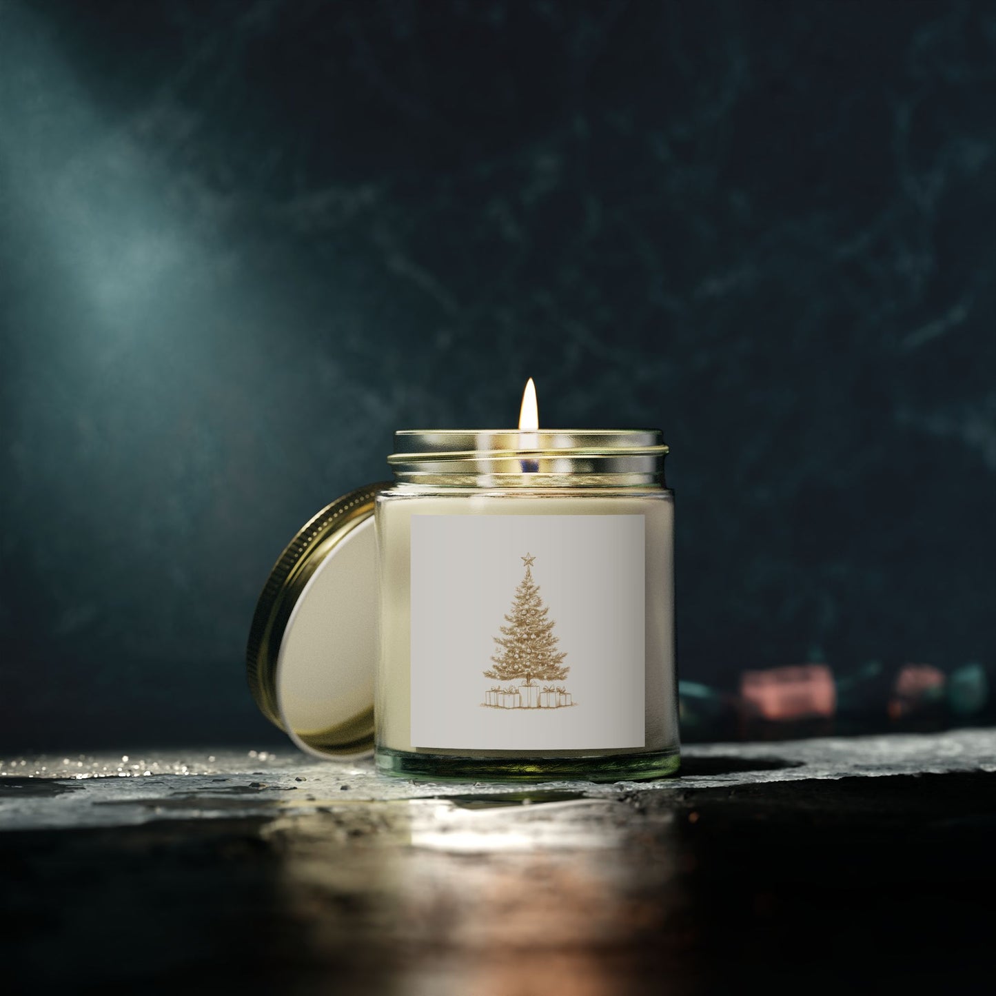 Christmas Tree Scented Candle, Coconut Apricot Wax (4oz, 9oz)