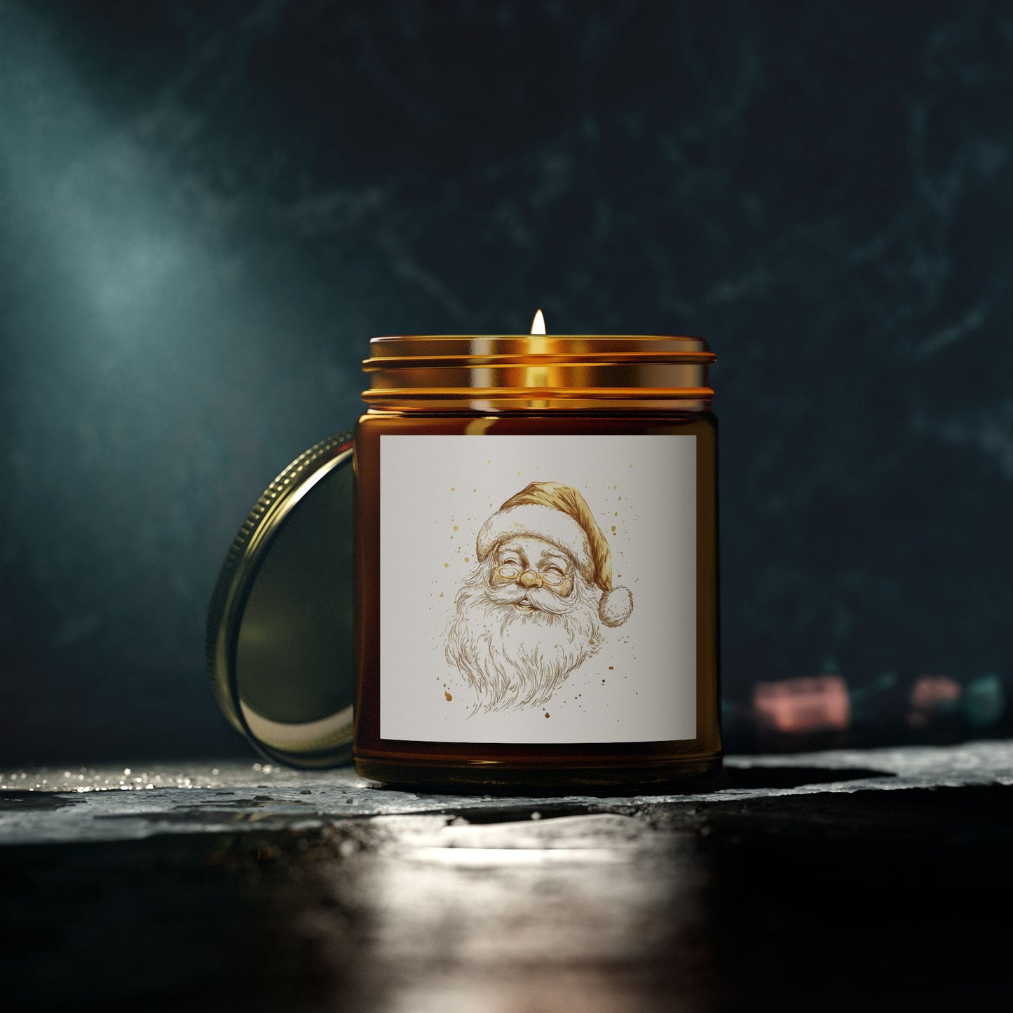 Santa Scented Candle, Coconut Apricot Wax (4oz, 9oz)