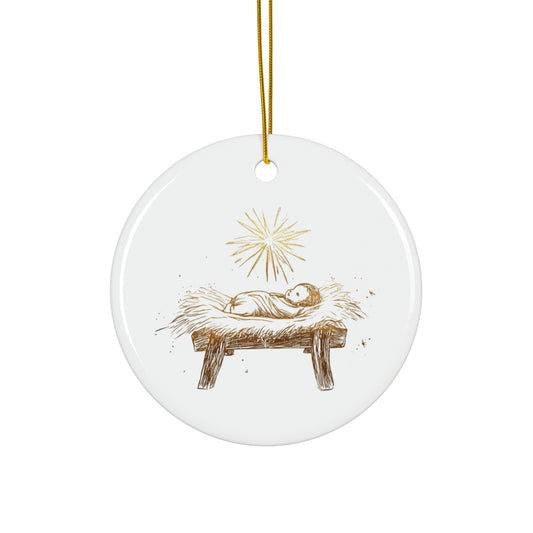 Baby Jesus - Ceramic Ornament, circle or snowflake